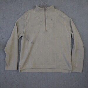 Stio Sweater Womens Large Ivory Half Zip Pockets Fleece Jacket Outdoor Active